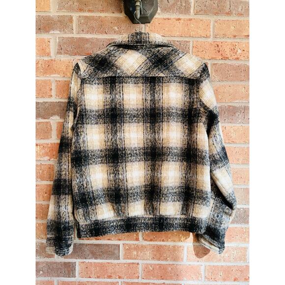 Goodfellow & Co Men's Brown Black Plaid Full Zip Bomber Jackets Size Small - Picture 2 of 4